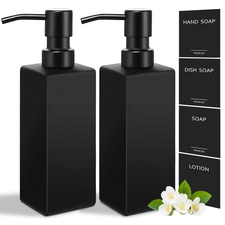 GM GMISUN Glass Soap Dispenser, Matte Black Soap Bottle with Pump for Kitchen and Bathroom-350ml