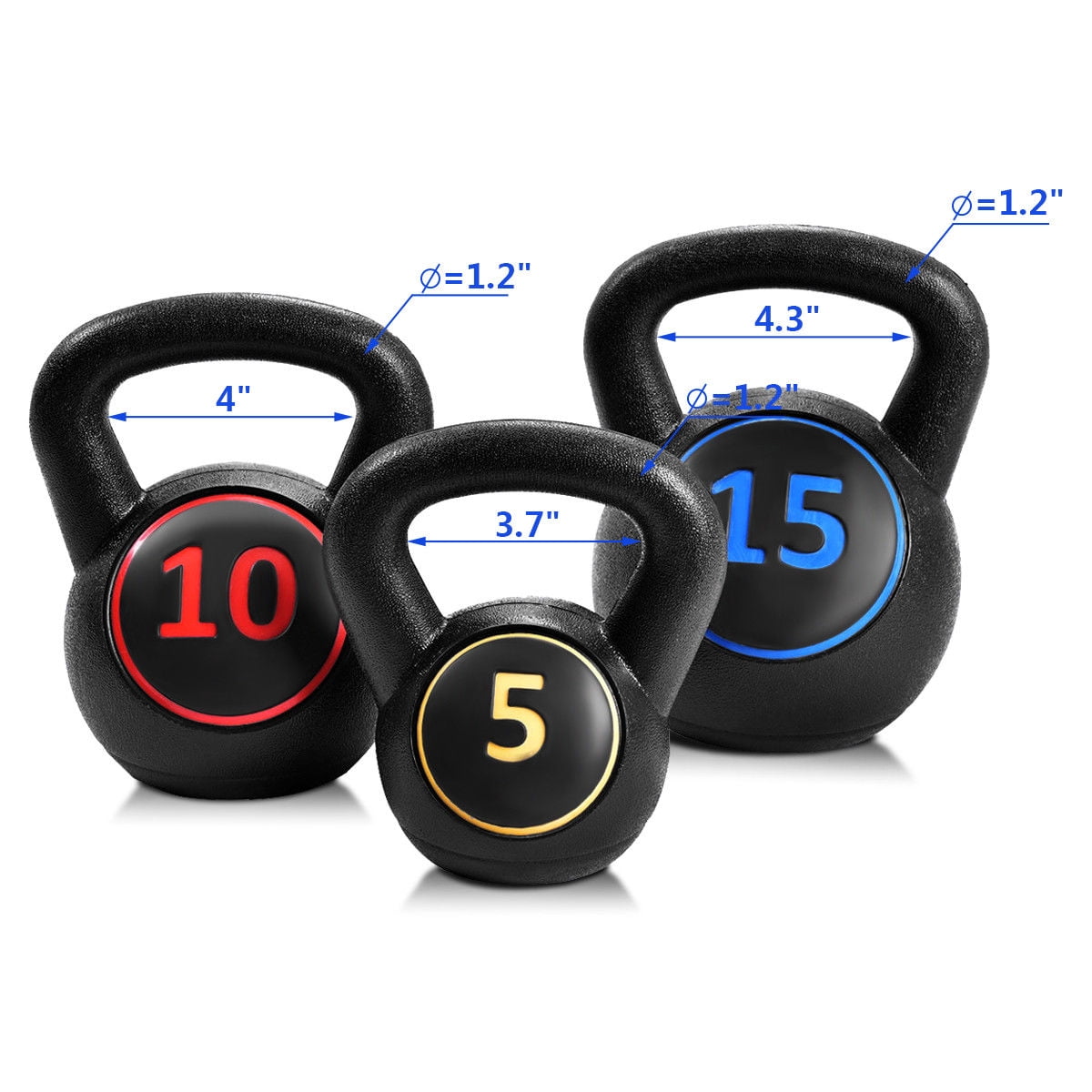 Gymax 3PC Vinyl Kettlebell Kit Body Muscles Training Weights Set