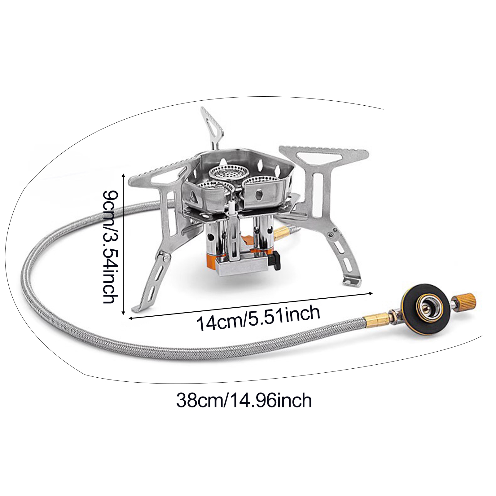 Hyasfey Outdoor 3 Burner Stove 6800W Portable Foldable Windproof Hiking Picnic Camping Stove Adjustable Electronic Ignition Cooking Mini Camp Gas Stove