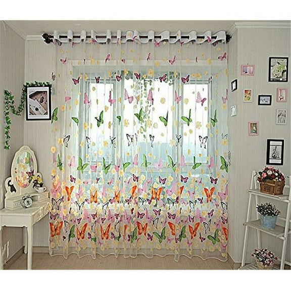 Brazilian Butterflies Sheer Curtain Panel - Multicolor