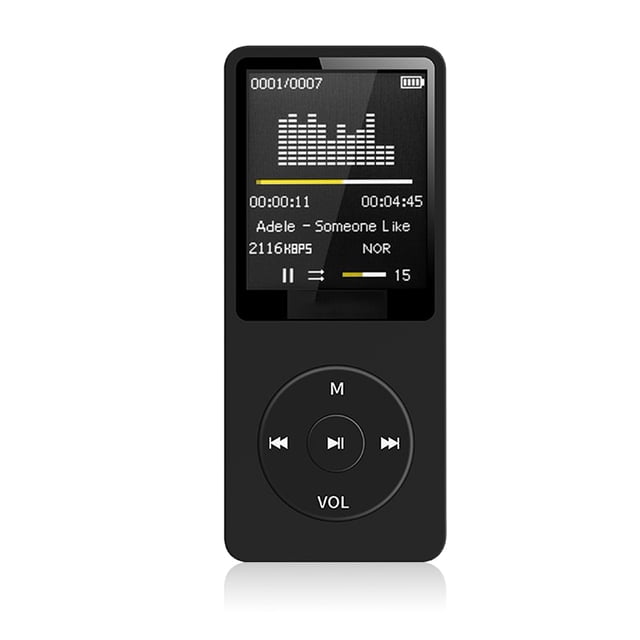 ZLight Lecteur MP3 Charge USB Écran d'Enregistrement Portable Lecteurs Sans Perte Sport Course Lecture de Musique avec Microphone Noir