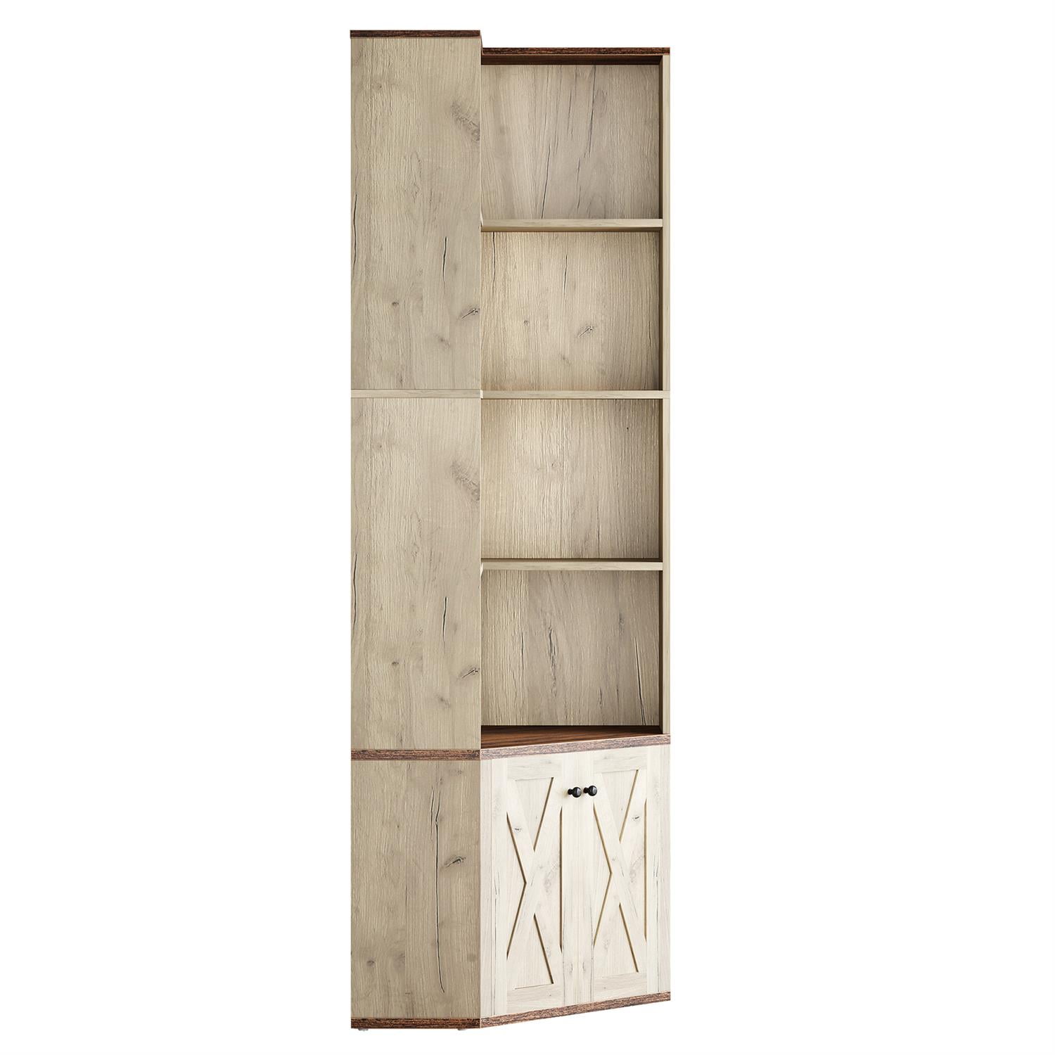 Demi Bonn 70" Rustic Corner Cabinet, Multi-Level Corner Shelf, Space-Saving Storage for Living Room, Corner Organizer, Brown