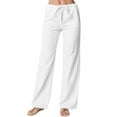 thumbnail image 2 of Casual Pants for Women Plain Color Simple Exquisite Loose Straight Leg Cotton Casual Pants, 2 of 3