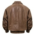 thumbnail image 3 of FLAVOR Men Genuine Leather Bomber Jacket Casual Fall Winter Jacket Brown (Large, Brown), 3 of 5