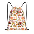 thumbnail image 1 of Saiise Fall Farm Pumpkin Pattern Sports Drawstring Backpack - String Swim Gym Bag with Wet Proof Pocket for Women&Men-Small, 1 of 6