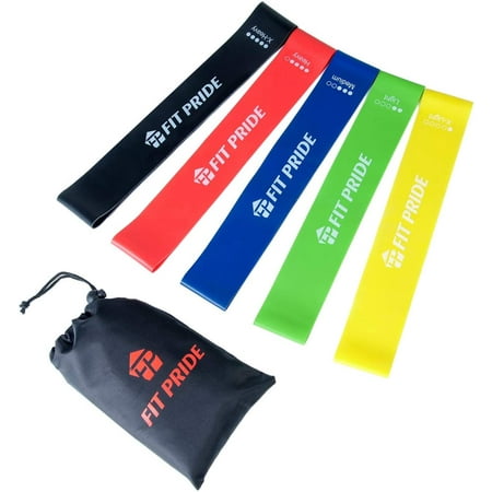 Pioneer Resistance Bands Exercise Loop, Set of 5, Workout Bands for Ankle, Leg, Stretching, Physical Therapy, Yoga and Home Fitness – with Carry Bag