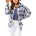 thumbnail image 1 of Txlixc Blusa de mujer, chaqueta de camisa de botón de manga larga con solapa a cuadros, traje de otoño de mujer Txlixc moda, 1 of 7