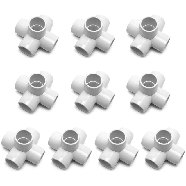 Conector de PVC, 1/2 pulgada, 5 vías, Tee QWORK, paquete de 10 unidades, blanco