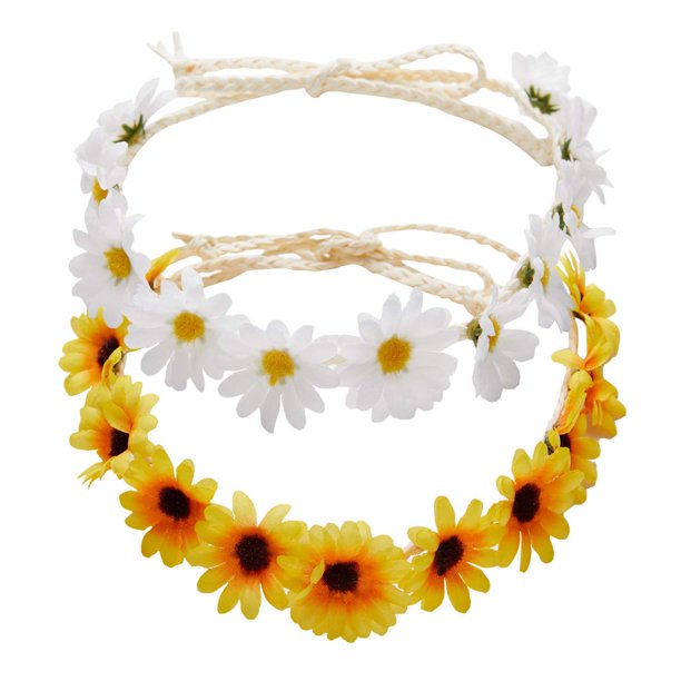 zYoung 2 Piezas Diadema de Flores de Moda Corona de Pelo de Girasol Diadema para el Cabello para Festival Tocado Nupcial