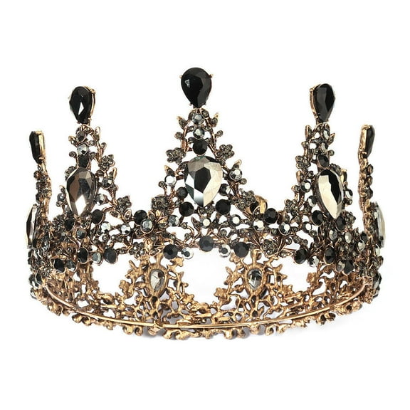 Yardwe Bride Crown For Wedding 1Pack Rhinestone Crown Golden Bridal Tiara Accessory