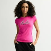Women's bebe Embellished Crewneck T-Shirt Color: Pink Size: SMALL