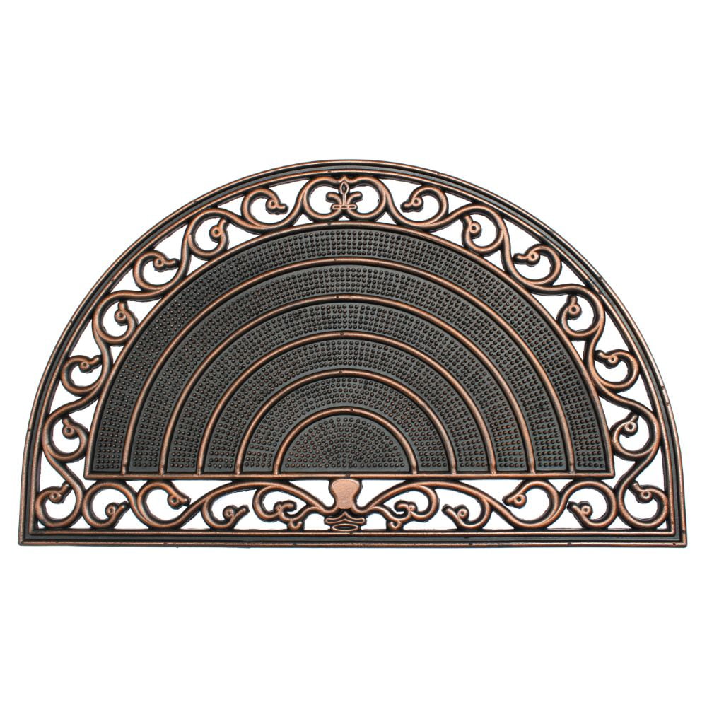 RugSmith Moulded Sunrise Trellis Half-round Rubber Outdoor Doormat, 18' x 30'