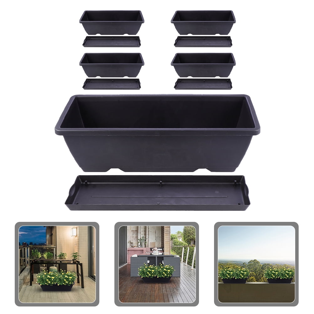 UPOUART 5-Pack Plastic Flower Pots for Indoor and Outdoor Plants, Balcony Garden for Home Decor and Gardening