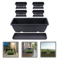 thumbnail image 4 of HONMEET 5Sets Black Plastic Planter Boxes for Outdoor and Indoor Plants with Drainage Trays, 4 of 8