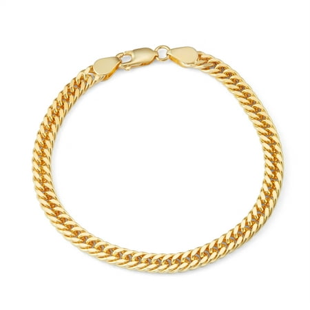 14k gold plated silver men's double curb chain bracelet