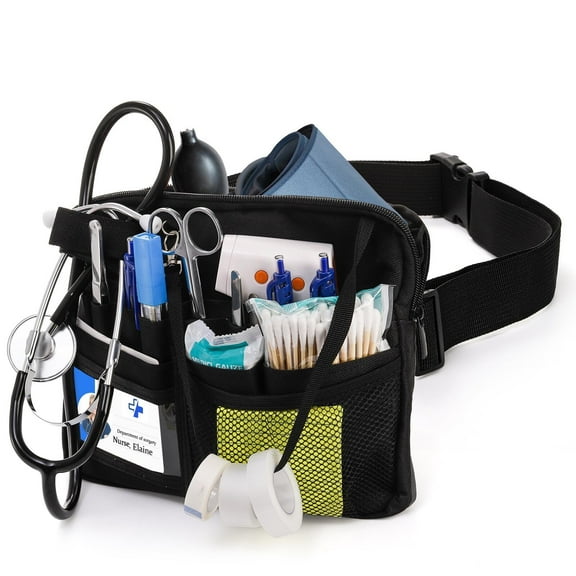 Nurse Fanny Pack with Medical Gear Pockets, Tape and Stethoscopes Holder, Multi Compartment Nurse Organizer Pouches,Nursing Belt Bag for Nurse Tool and Supplies, Student and Nurse Use