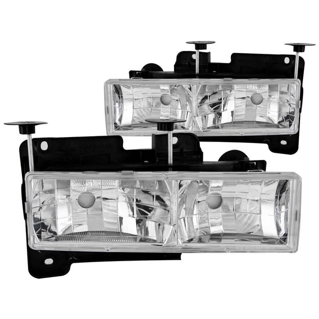 ANZO USA Headlight Assembly 111136 Crystal; Bulb Not Included; Standard Beam; Clear Lens; Chrome Plated Housing; Set Of 2