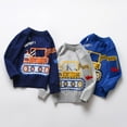 thumbnail image 4 of Toddler Baby Cable Knit Sweater for Boys Girls Long Sleeve Crewneck Fine Engine Print Pullover Sweatshirt Fall Winter Blue 3-4Y, 4 of 5