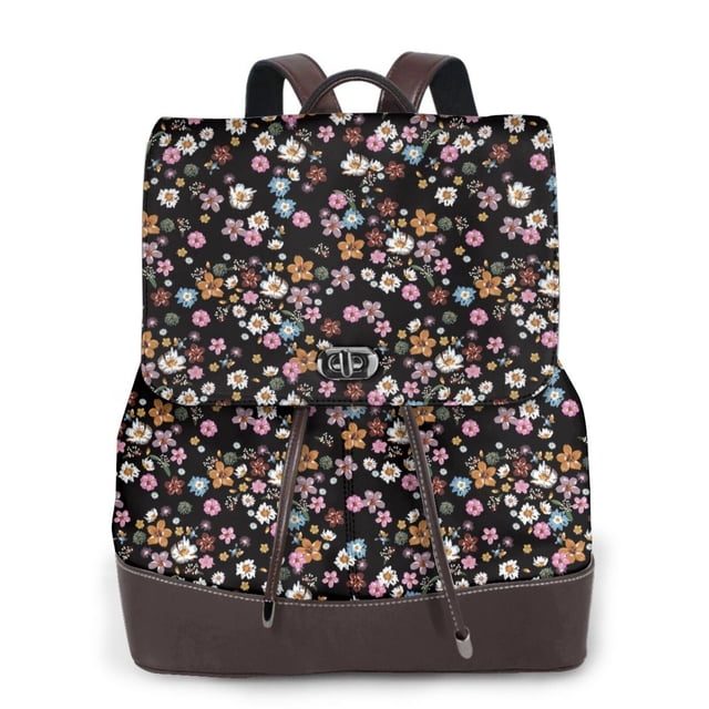 Disketp Daisies Flowers Mochila de Cuero para Mujer, Bolso de Espalda Antirrobo con Estilo para Viaje, Trabajo y Uso Diario