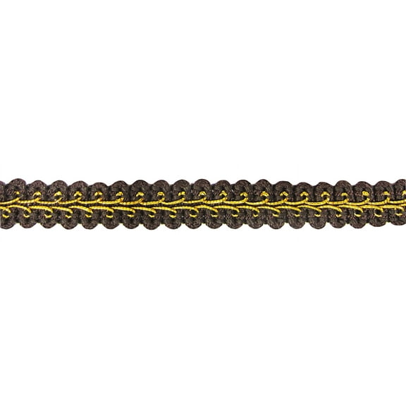 1/2" (1cm) Basic Solid Collection French Gimp Braid Trim # FGS, Mocha Gold Brown #D2FG (Dark Brown, Yellow Gold) 10 Yards (30 ft/9.5m)