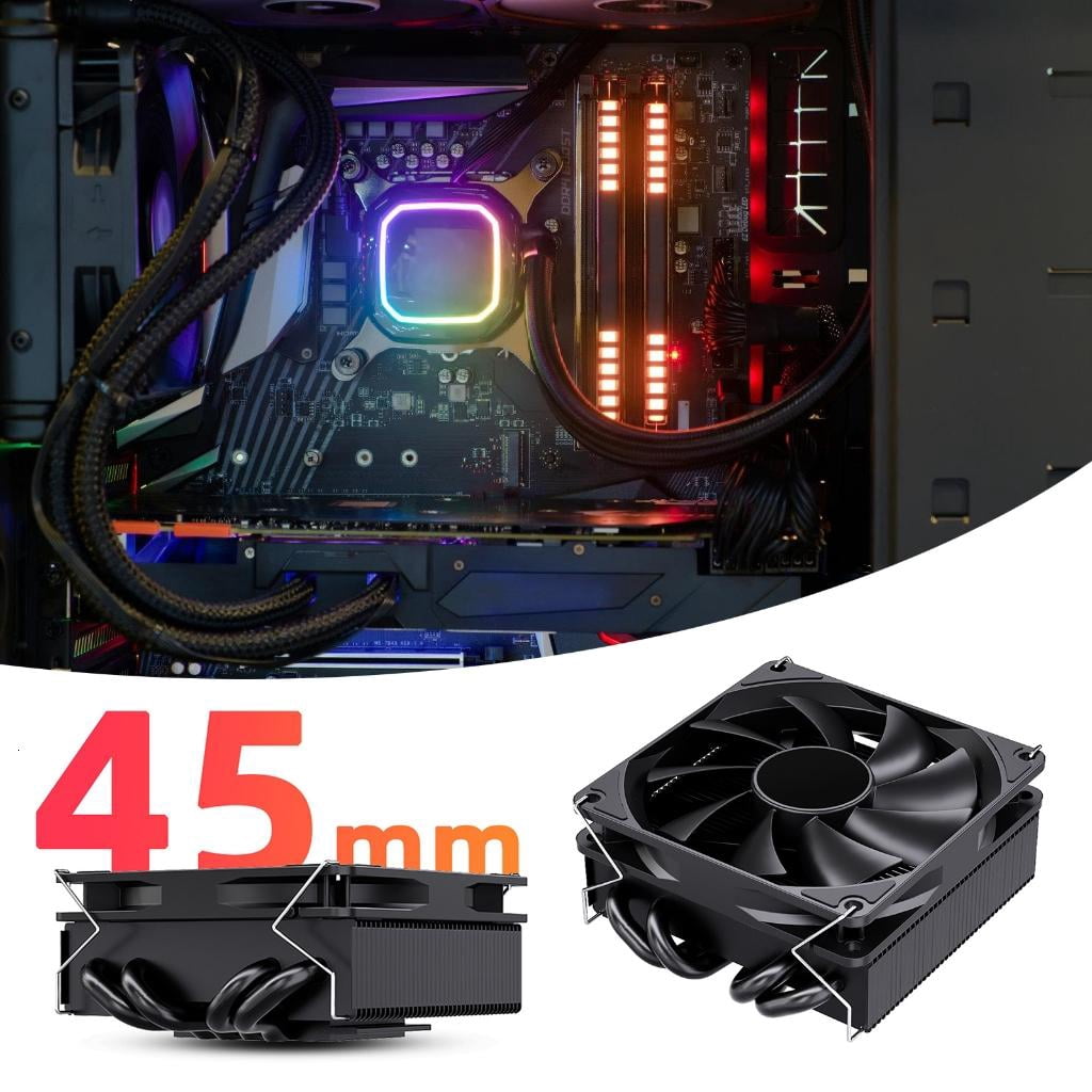 HONCLL Low Profile CPU Air Coolers 45mm Height with 4 Heatpipes and Slim 15mm Fan LGA1700/1200/115X AM5/AM4