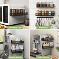 thumbnail image 4 of 3 Pack Magnetic Spice Rack for Refrigerator, Moveable Fridge Organizer Shelf with 8-Hook Rack, Kitchen Seasoning Storage for Iron Surfaces, 4 of 6