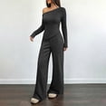 thumbnail image 5 of Gealkoca Fall Two Piece Sets For Women One Shoulder Tops Long Pants Knit Matching Lounge Set Womens Casual 2 Piece Top and Pants Home Wear Set, 5 of 8
