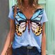 thumbnail image 2 of Pntutb moda mujer cuello en V verano manga corta estampados de mariposa tops camiseta suelta Pntutb Pntutb-8260, 2 of 5