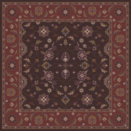Chocolate Brown Throw Rug 4' Protipo Floral Chocolate Brown and Violet Quartz Square Hand Tufted Wool Area Throw Rug ()