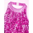 thumbnail image 5 of YONGHS Kids Girls Halter Shiny Ballet Leotard Dress Latin Tango Jazz Dancewear 4-16 Rose 6, 5 of 7