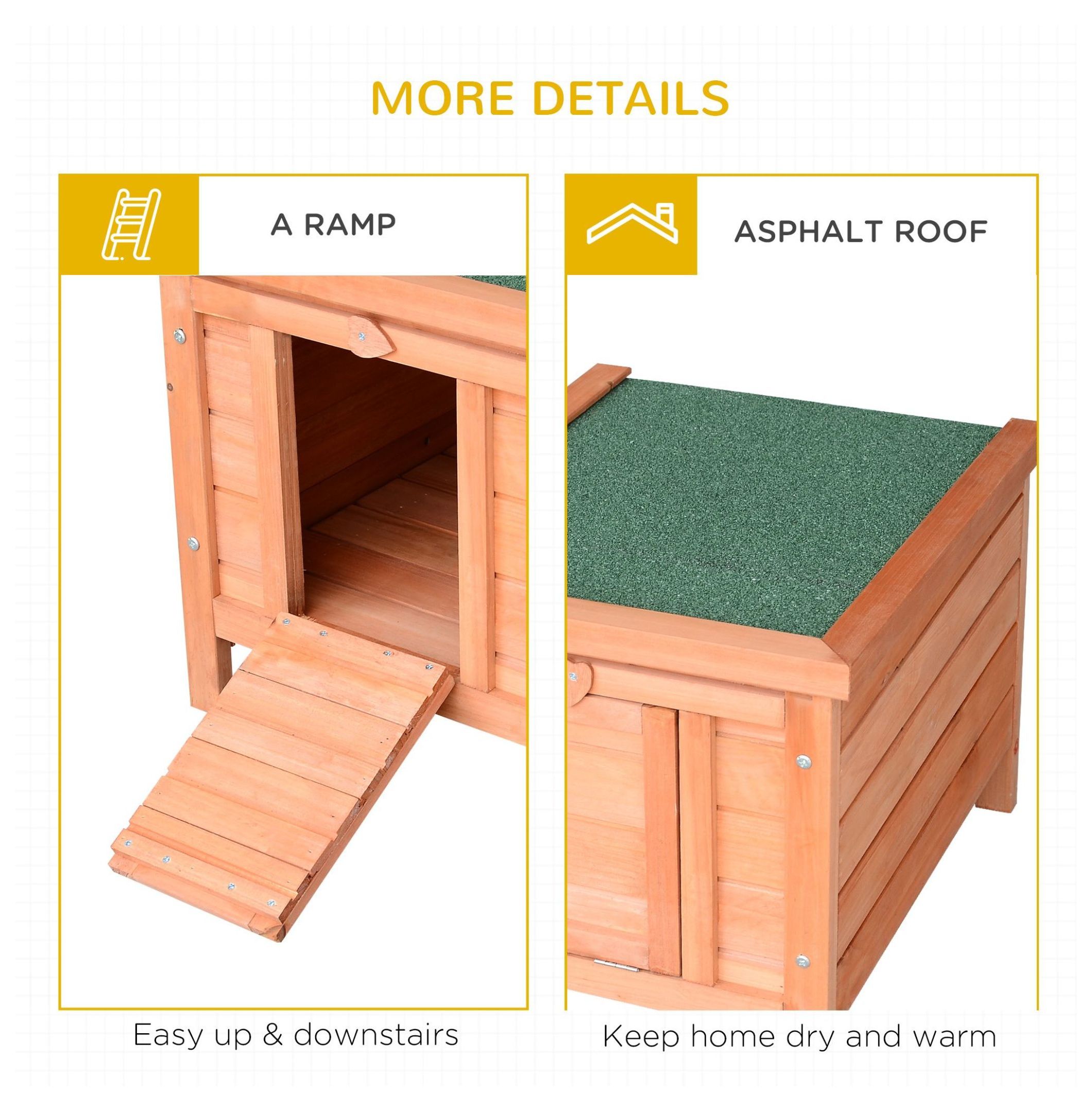 Rabbit House Small Wooden Hutch Cage Openable Waterproof Roof Bunny Guinea Pig Indoor Outdoor Natural