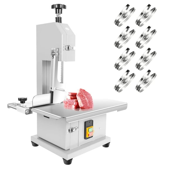 Lanfys Electric Meat Bone Saw Machine,1000 W Butcher Bandsaw with 8 Blades, Cutting Thickness Range 0.04-3.9 In,for Restaurant Kitchens,Supermarkets Meat,Meat Factories