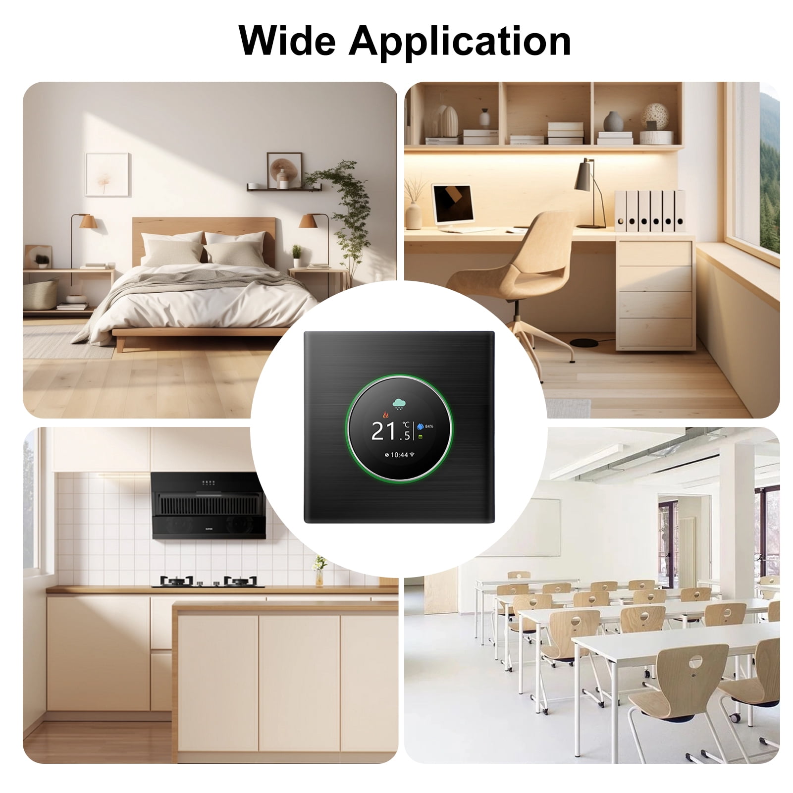 BIMZUC Smart WiFi Thermostat Electric Floor Heating Controller 16A Digital Temp Control ±1°C Accuracy Color LCD 95-240V (3.4 inches / 8.6 cm) Black