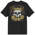 thumbnail image 3 of Skull w/ Crown and Floral on Black Short Sleeve Adult T-Shirt-5XL, 3 of 4