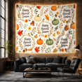 thumbnail image 6 of Pumpkin Wreaths on White Background, Cozy Farmhouse for Fall Decor Fans, Harvest Wall Art, Thanksgiving Hostess Gift, Tapestry Wall Hanging for Dining Room and Entryway, 6 of 7