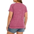 thumbnail image 4 of LANREMON Plus Size Women Tunic Short Sleeve Solid Blouse Loose Fit Summer Crewneck Chic Tops Side Slit Cute Pink Blouse for Women 26 Plus, 4 of 5