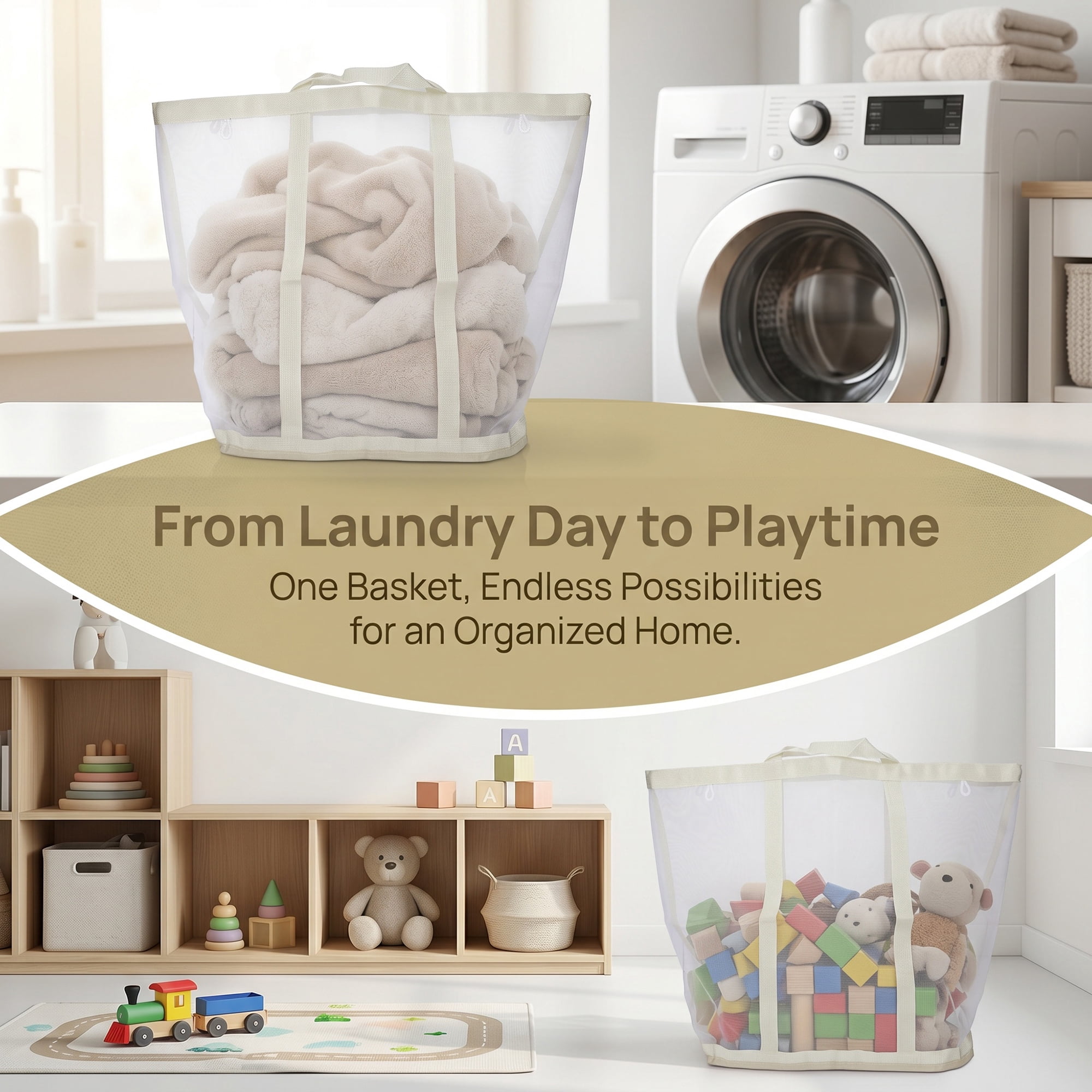 Unique Bargains Collapsible Polyester Laundry Hamper for Home and Travel Use 13.8"x8.7" Beige