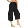 thumbnail image 3 of Sarin Mathews Womens Capri Pants Comfy Wide Leg Drawstring Sweatpants Lounge Pajama Capris Summer Pants with Pockets, 3 of 5