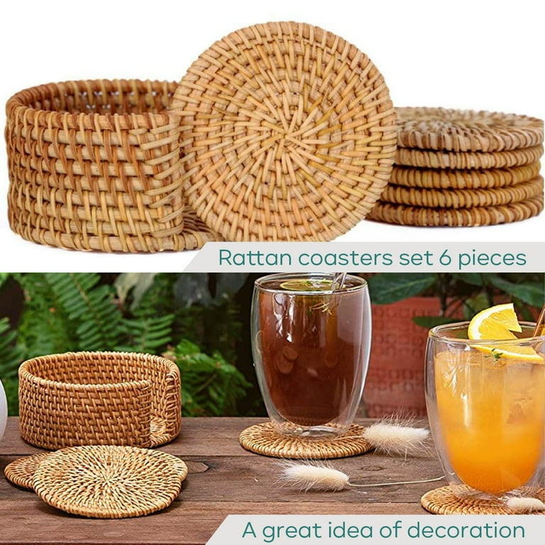 Rattan drink coasters deals