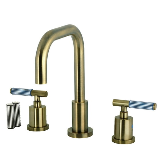 Kingston Brass FSC893KPSAB Verona Widespread Bathroom Faucet with Brass Pop-Up, Antique Brass
