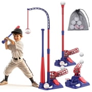 JoyStone 3-in-1 T Ball Set for Kids, 2.5-3.9ft Height Adjustable Tee Ball Stand, Hanging Tee, Pitching Machine, Tball Bat with 6 Balls, Indoor/Outdoor Sport Gifts for Boys & Girls