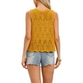 thumbnail image 3 of INSPIRE CHIC Women's Floral Crochet Hollow Out Sleeveless Open Front Vest Cardigan XL Yellow, 3 of 6