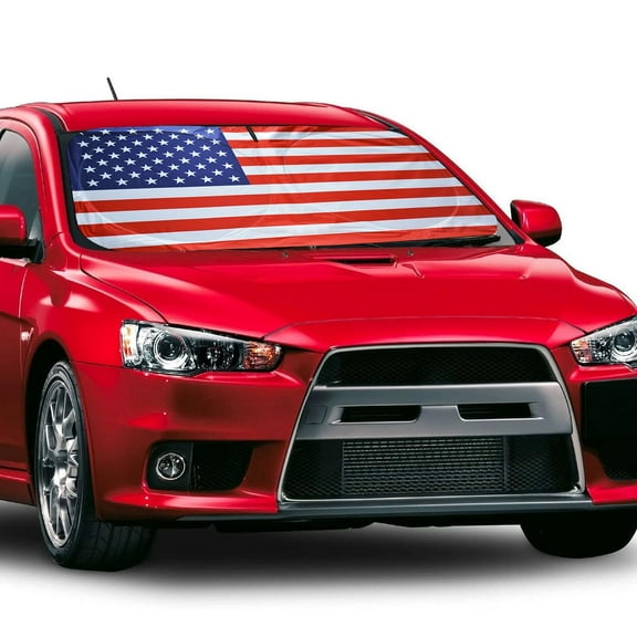 Car Windshield Sunshade, Flag Pattern Front Auto Car Window Sunshade, Sun Visor Foldable Sunshade Protector (59x33.5in)