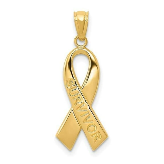 Finest Gold 14K Yellow Gold Polished Survivor Ribbon Pendant