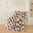 thumbnail image 5 of ROSEKIND Colorful Checkered Flannel Blanket, Super Soft Aesthetic Checkerboard Throw, Thick Fuzzy Fleece Nap Blanket for Single Bed, Gifts for Men, Women and Pets, 50"x60", Warm Mocha, 5 of 8