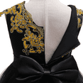 thumbnail image 5 of FYMNSI Flower Girl Dress Kids Baby V-neck Sequin Bowknot Sleeveless A-line Short Tutu Princess Wedding Bridesmaid Birthday Party Pageant Evening Dress Formal Occasion Clothes 7-8 Years Black, 5 of 7