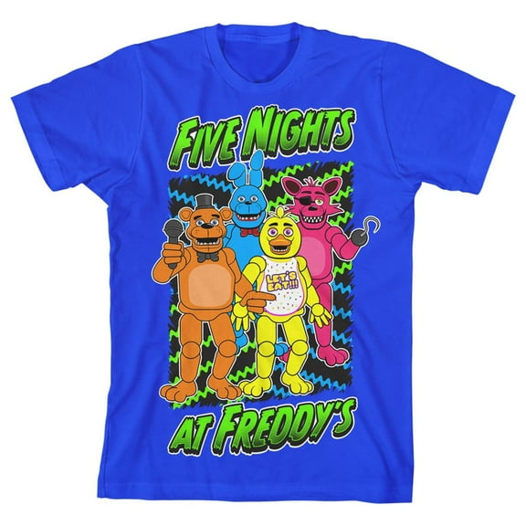 Five Nights at Freddy's Freddy Chicha And Foxy Boy's Royal Blue T-shirt-M