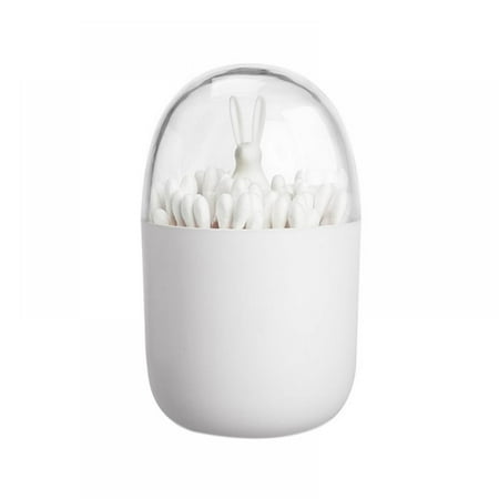 

Cotton Swab Organizer Dustproof Swab Bud Holder Clear Round Plant Toothpick Dispenser for Bathroom