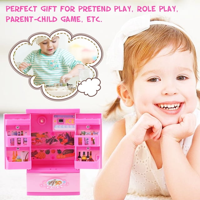 Mini refrigerador Ecomeon rosa Cocina de los sueños nevera de Juguete Desarrollo de Habilidades Sociales Preescolares para niños pequeños