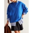 thumbnail image 2 of ZAXARRA Women Sweatshirts, Long Sleeve Crew Neck Solid Loose Hoodie Pullover Casual Tops, 2 of 7